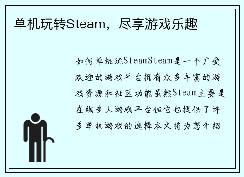 单机玩转Steam，尽享游戏乐趣